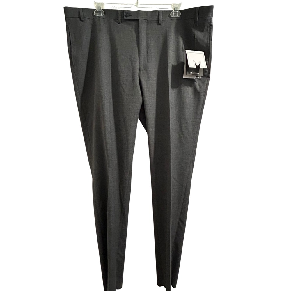 Michael Strahan Collection Men Gray Classic Fit Stretch Dress Pant‎ 46W New $120